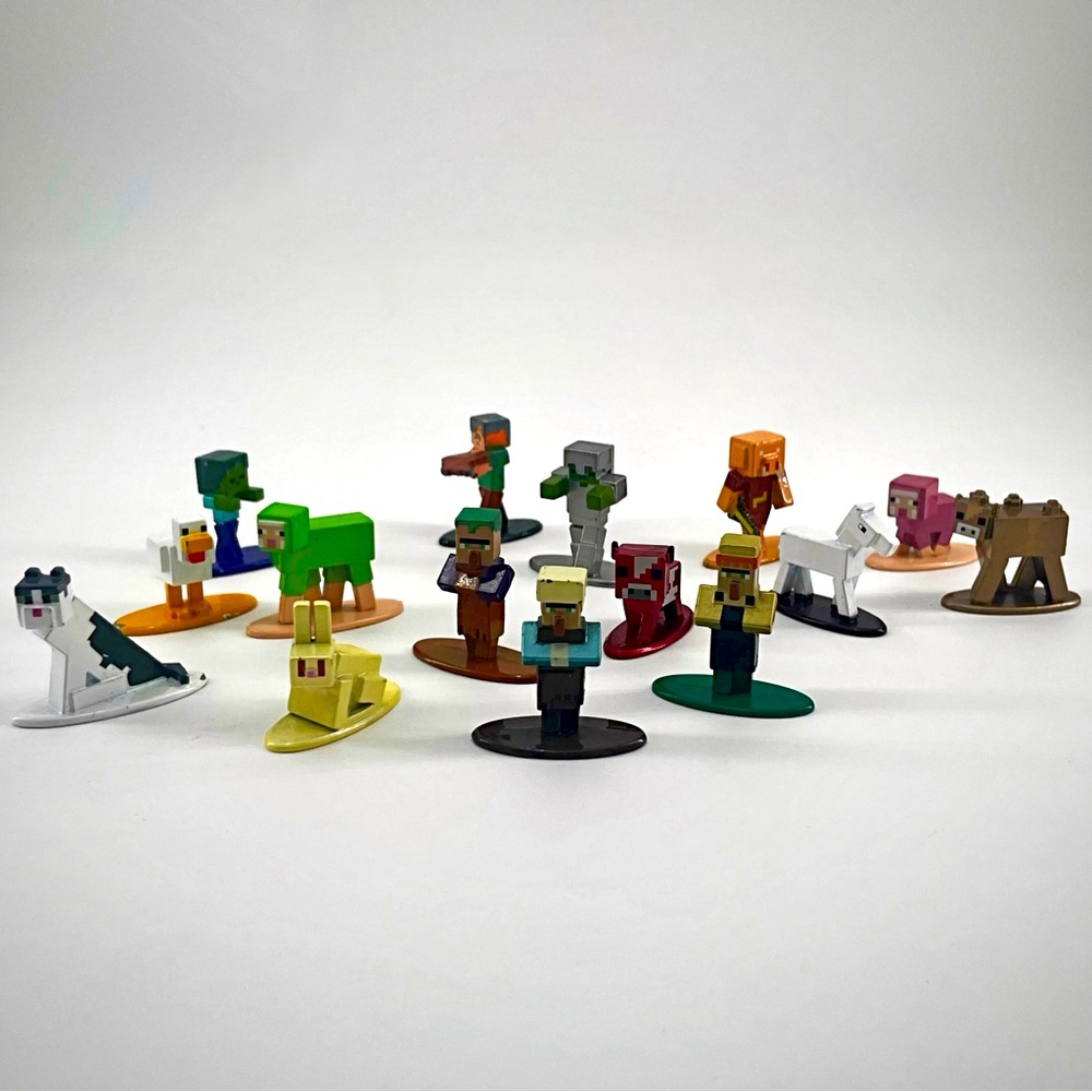 Mine Craft Mini Figs Jada Nano Die-cast Metal Farm Animals Figurines Creeper